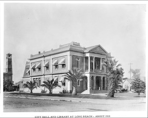 Exterior view of the Long Beach Public Library and City Hall, ca.1910