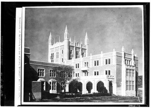 Exterior view of the east side of Kerckhoff Hall, University of California at Los Angeles, October 1932