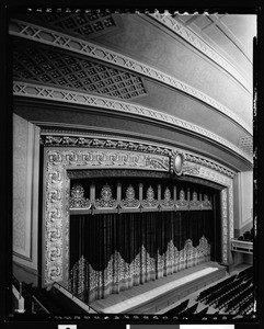 Interior view of the Long Beach Municipal Auditorium showing proscenium detail, ca.1930