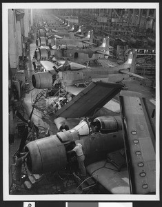 Interior of the Douglas Company's Santa Monica Plant, showing the Douglas Skyraider planes being constructed, after 1945