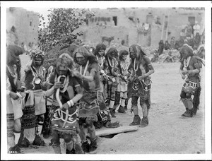 Performing Hopi Snake Dance Ceremony at pueblo of Oraibi, Arizona, 1898