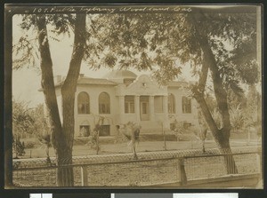 Exterior view of the Public Library in Woodland, 1900-1940