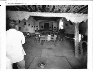 Interior of the church at Cibolleta, New Mexico, during services, ca.1898