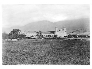 Exterior view of the Mission Santa Barbara, ca.1900