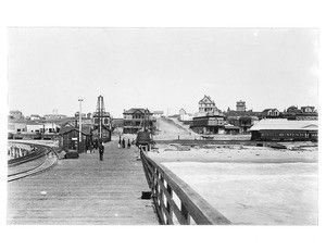 View of Redondo Beach looking towards the city from the pier, 1891