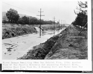 Flood damage resulting from San Gabriel fire, 1924