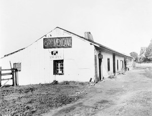 Exterior view of the Machado House in the Old Town Plaza of San Diego, ca.1920