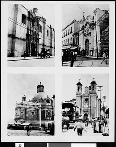 Mexican architecture, a series of 4 views showing various street scenes in Mexico