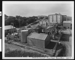 Exterior of unidentified 7500 kilowatt nuclear reactor, 1957