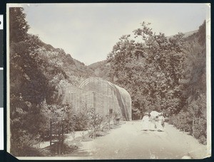 Exterior view of the aviary at Alum Rock Park in San Jose, California, ca.1900