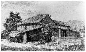 Drawing of Mission San Gabriel, 1876