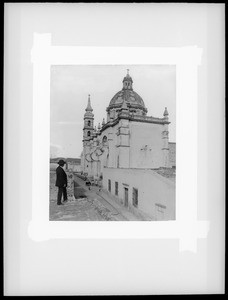 Side view of Church of Santa Rosa, Queretaro, Mexico, ca.1905-1910