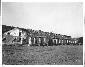 View of the ruins of the west end and south front of Mission La Purisima Concepcion, California, ca.1904