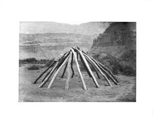 Frame construction of a Havasupai Indian dwelling, ca.1900