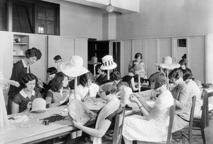 Millinery class at the Frank Wiggins Trade School in Los Angeles, ca.1920-1929