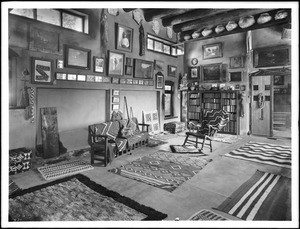 Interior view of the sitting room in the Charles F. Lummis house, 1902