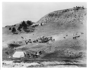 Roundup camp breaking up in Montana, ca.1890