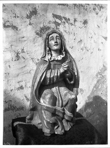 Statue of Santa Lucia at Mission Santa Barbara, California, ca.1900