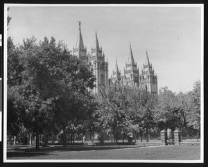 Exterior view of the Mormon Temple in Salt Lake City, Utah