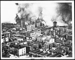 Aerial view of the fire that followed San Francisco's earthquake, April 18, 1906