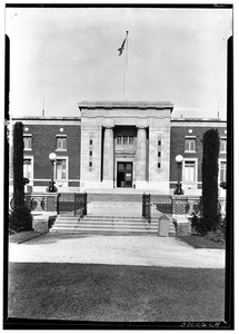 Exterior view of the armory in Exposition Park, Los Angeles, February 25, 1930