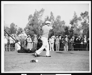 A golfer at Los Angeles Open Golf Tourney, ca.1920