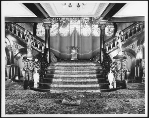 Interior view of the entrance hall of the J. J. Haggarty Castle, ca.1900-1915