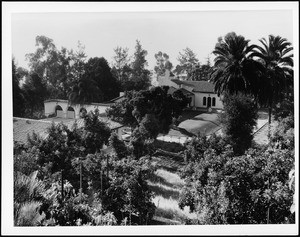 Birdseye view of a Spanish Revival-style estate