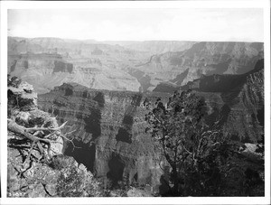 Looking east from Hotel Point, Grand Canyon, with a view of the Colorado River, ca.1900-1930