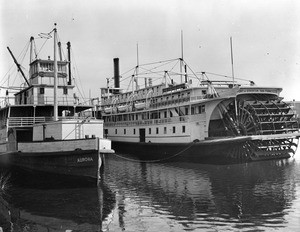 Two riverboats docked at Stockton