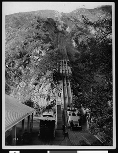Mount Lowe Incline Railway and passengers, California, ca.1901