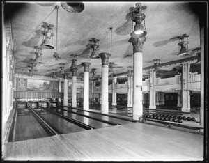 Interior view of Chine's Bowling Lanes on Sunset Boulevard