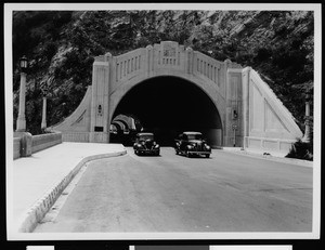 View of the entrance to the Figueroa Street Tunnel, ca.1937