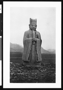 Stone statesman image on the road to the Ming tombs, China, ca.1900