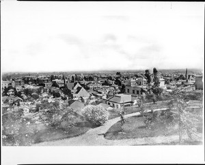 Cityscape of Los Angeles viewed from the Crocker Mansion on Bunker Hill, ca.1890