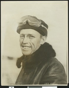 Portrait of pilot Arch Hoxsey at the Dominguez Air Meet, ca.1910