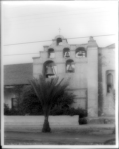 Mission San Gabriel, showing the bell tower, 1900