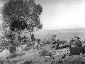Bass and party camping on Point Sublime, North Rim, Grand Canyon, ca.1900-1930