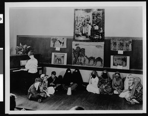 Children in Arab costume learning a unit about Arab culture at the 99th Street School