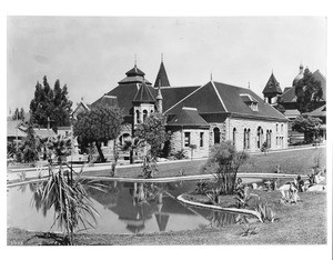 Exterior view of the Pasadena Public Library, ca.1908