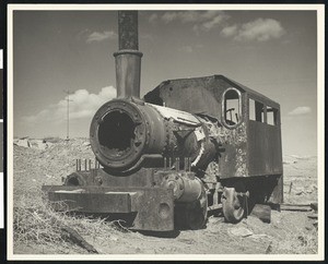 Rusted locomotive at the Yellow Astor Mine in Randsburg, March, 1952