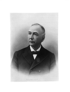 Engraving of a portrait of Stephen Hathaway Mott, Los Angeles County Clerk, ca.1889