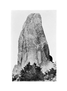 Winnedumah, a Paiute Indian rock monument 80-feet high, east side of Owens Valley, California, ca.1900