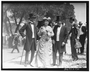 "Wedding of the rails", showing two men and a woman in costume, 1926