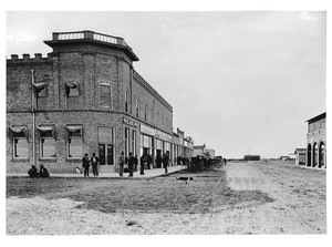 Valley State Bank building on the corner in El Centro, Imperial Valley, ca.1905-1906