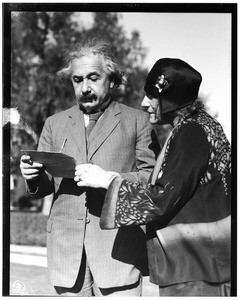 Albert Einstein with who is perhaps his wife, Elsa Einstein