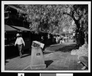 Visitors shopping on Olvera Street, Los Angeles, ca.1940-1949