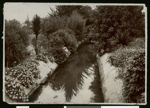 Zanga, or irrigating canal in Riverside City Park, ca.1900