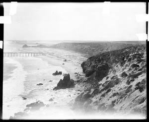 Panoramic view of the Newport Beach area, overlooking cliffs of sand and rocks, ca.1905