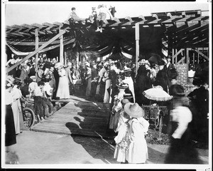 The "laying of the cornerstone" ceremony for the Friday Morning Club on Figueroa Street, ca.1900-1910